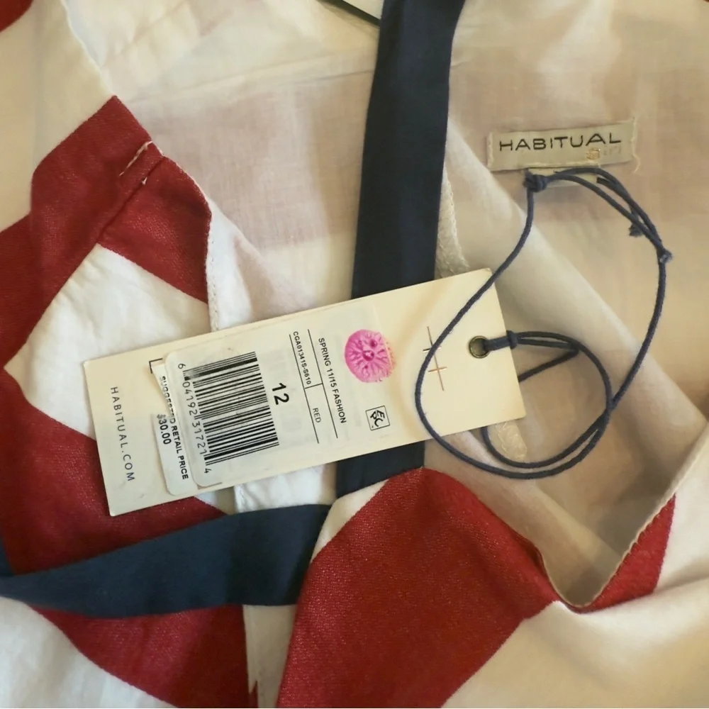 Habitual Girl -red & white striped patriotic Halter Top- NWT Girls Size 13